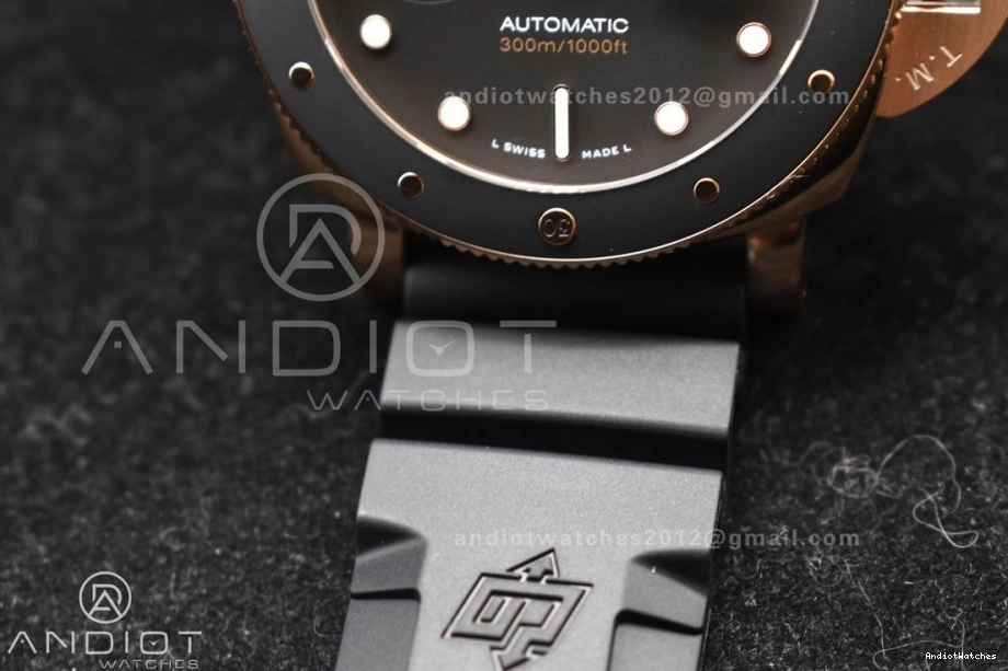 on Best Dial Black P 992 PAM2164 Strap 42mm Submersible Edition Black Rubber VSF WrinkleFree 0211